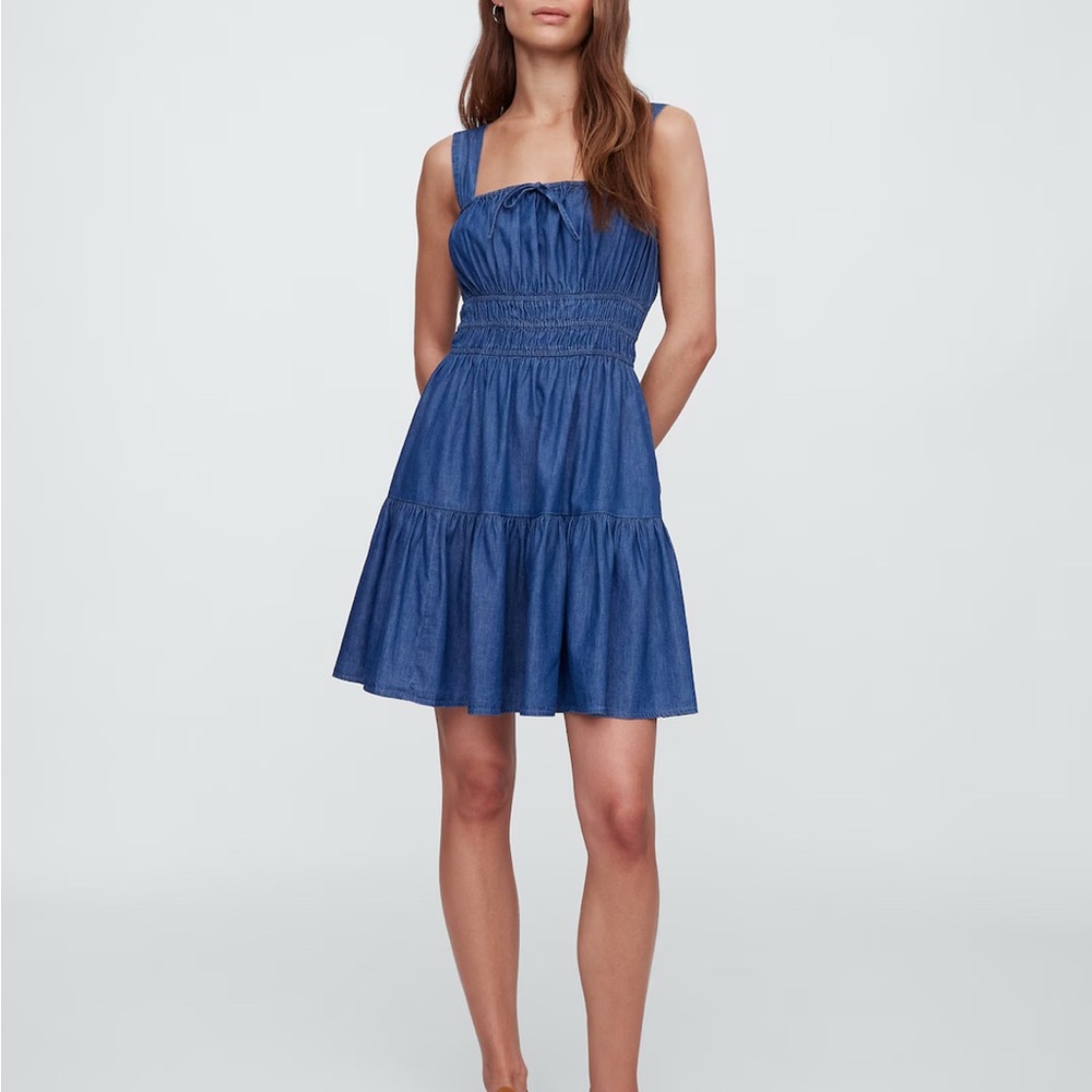 GAP Smocked Tie-Front Mini Dress